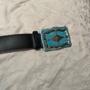 Large belt with turquoise buckle
